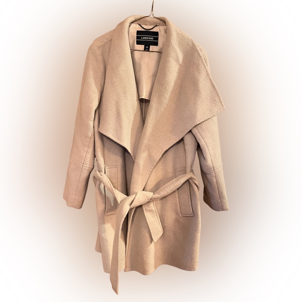 Lands’ End  Beige Belted Coat